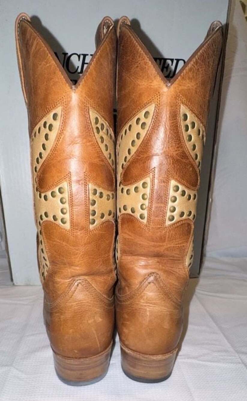 Frye Cowboy Boots Size 8 M Brown Leather Studded Western - Women’s - Picture 4 of 8